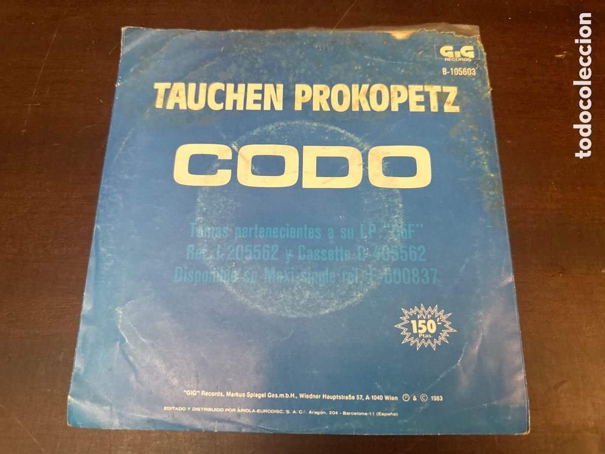 Discos de vinilo: TAUCHEN PROKOPETZ - CODO - SINGLE 1983 - Foto 5