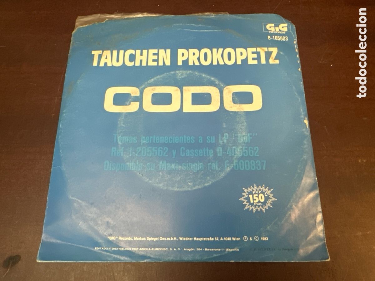 Discos de vinilo: TAUCHEN PROKOPETZ - CODO - SINGLE 1983