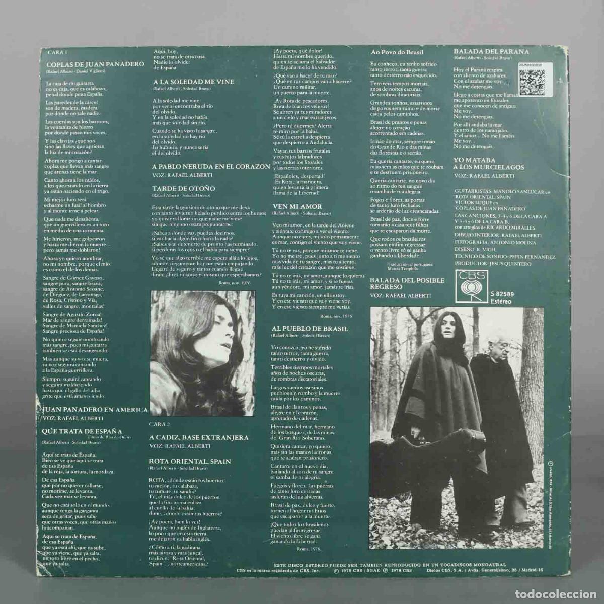 Discos de vinilo: LP. Soledad Bravo, Rafael Alberti - Foto 2