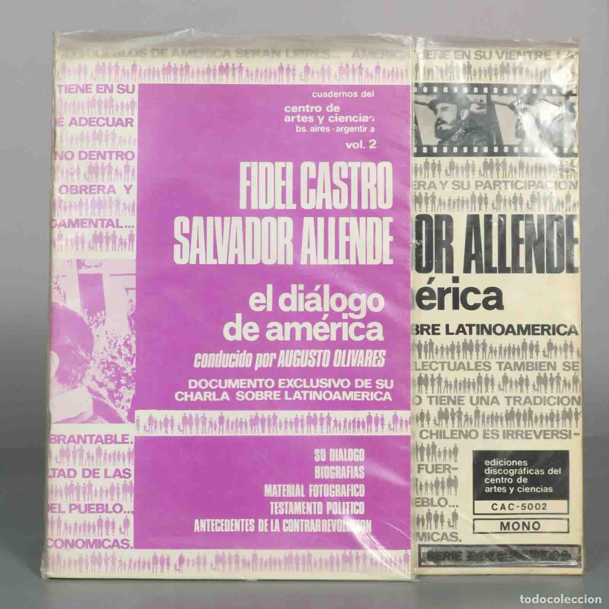 Discos de vinilo: LP. El Di&aacute;logo de Am&eacute;rica - Fidel Castro, Salvador Allende, Augusto Olivares, Amerindios - Cuaderno