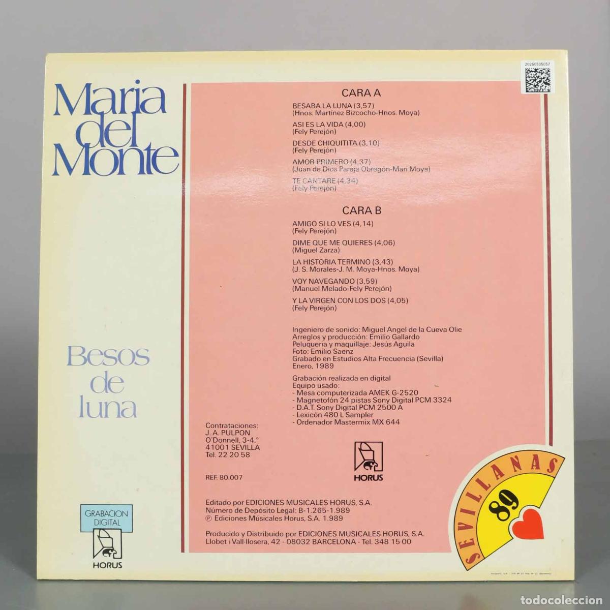Discos de vinilo: LP. Besos de Luna - Mar&iacute;a del Monte - Foto 2