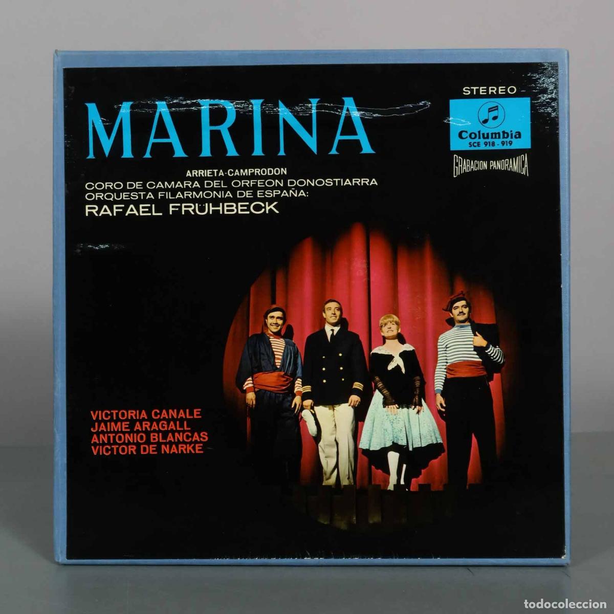 Discos de vinilo: CAJA LP. Marina - Emilio Arrieta, Francisco Camprod&oacute;n, Rafael Fr&uuml;hbeck de Burgos, Coro de C&aacute;mara de