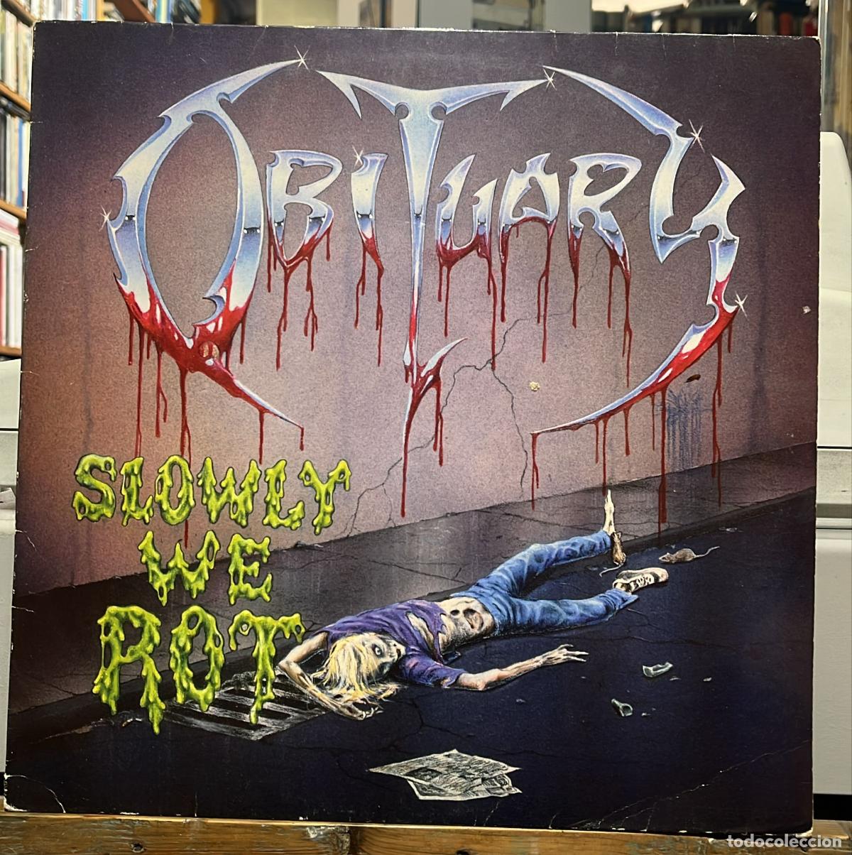 Discos de vinilo: Obituary. Slowly we rot. - Lp de vinilo 12 33 r.p.m. Roadracer Records, 1989. Death Metal.