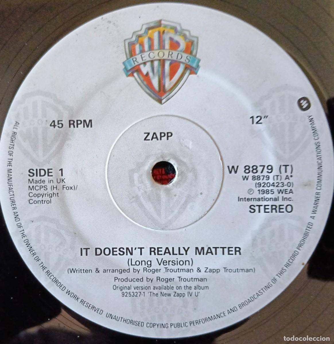 Discos de vinilo: ZAPP ** It Doesn't Really Matter ** MAXI SINGLE VINILO 1986 UK
