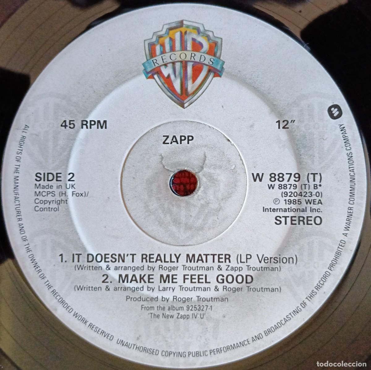Discos de vinilo: ZAPP ** It Doesnt Really Matter ** MAXI SINGLE VINILO 1986 UK - Foto 2