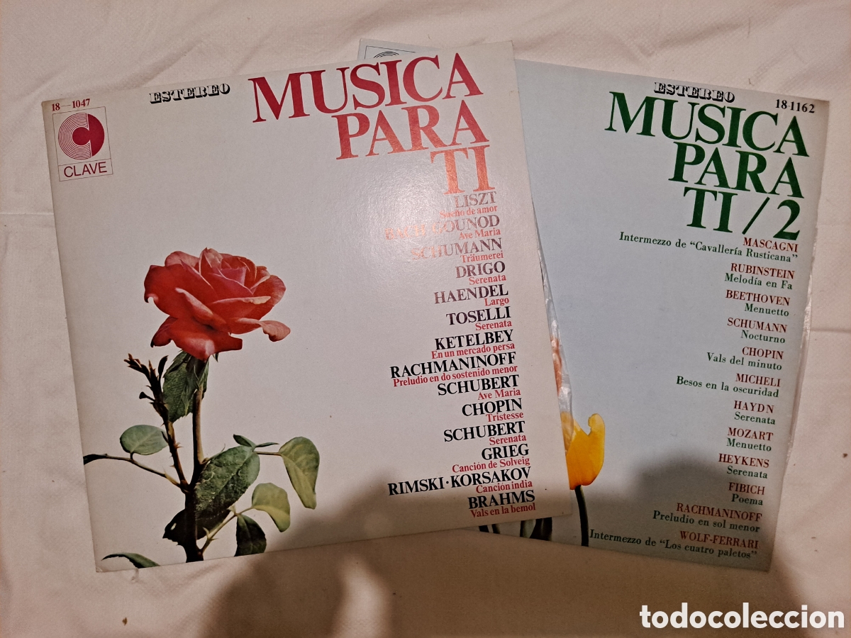 Discos de vinilo: Vinilos LP &rdquo;M&uacute;sica para ti&rdquo; Vols. 1 y 2.