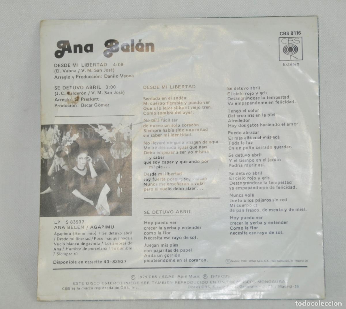 Discos de vinilo: Ana Bel&eacute;n - Desde mi libertad - Foto 2