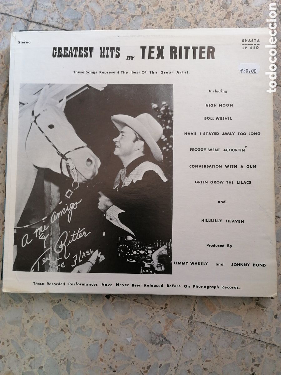 Vinyl-Schallplatten: LP GREATEST HITS BY TEX RITTER 1975 USA