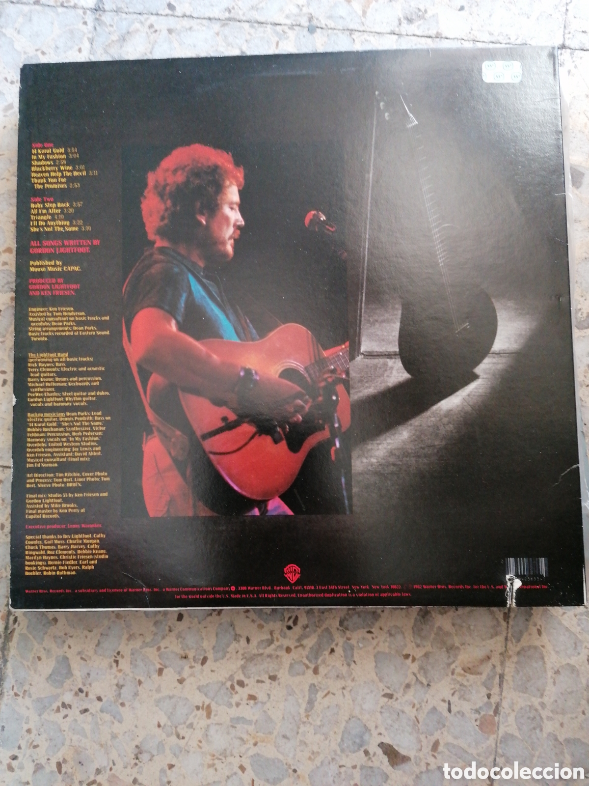 Discos de vinilo: LP GORDON LIGHTFOOT SHADOWS 1982 USA INSERT - Foto 2