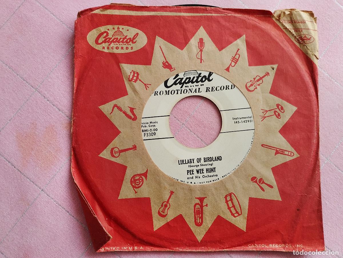Discos de vinilo: Pee Wee Hunt And His Orchestra &lrm;&ndash; Lullaby Of Birdland promo USA capitol records