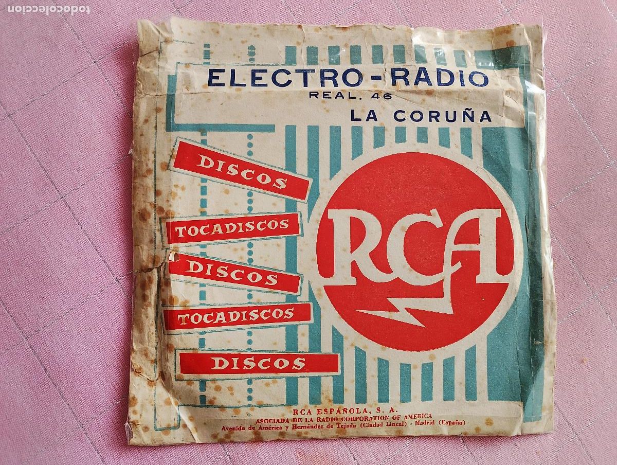Discos de vinilo: RCA, PUBLICIDAD , ELECTRO - RADIO LA CORU&Ntilde;A, A&Ntilde;OS 50.no contiene disco