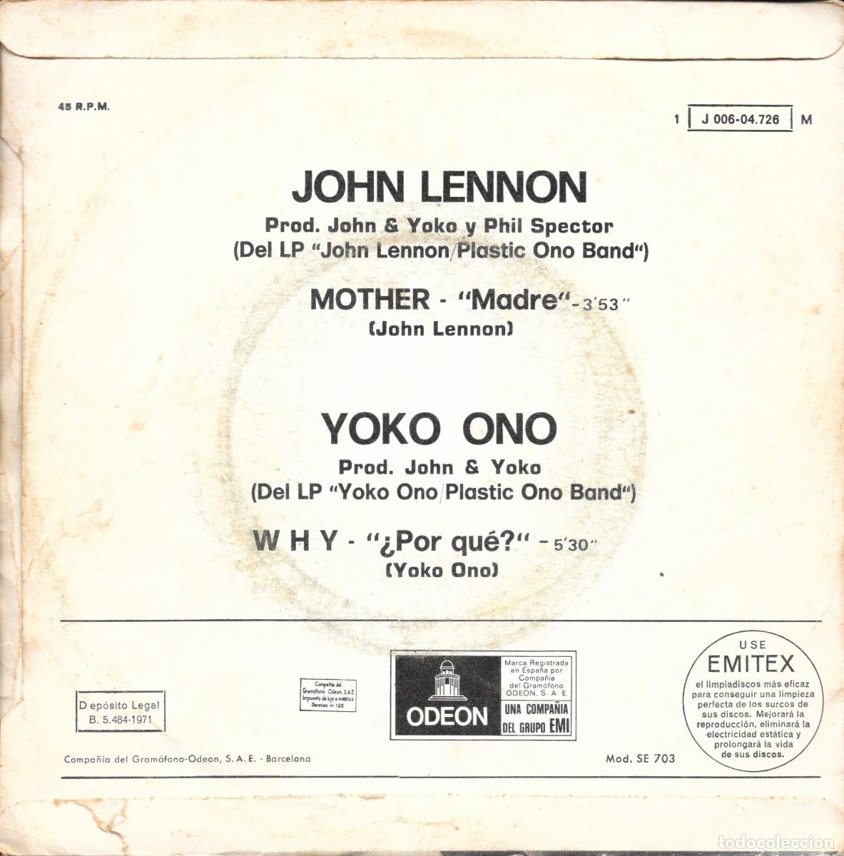 Discos de vinilo: Single Mother / Why - John Lennon - Beatles - Compra m&iacute;nima 6&euro; - Foto 2
