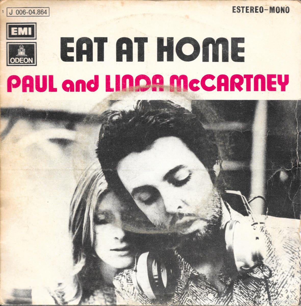 Discos de vinilo: Single Paul and Linda McCartney - Eat at home / Smile away - Beatles - Compra m&iacute;nima 6&euro;