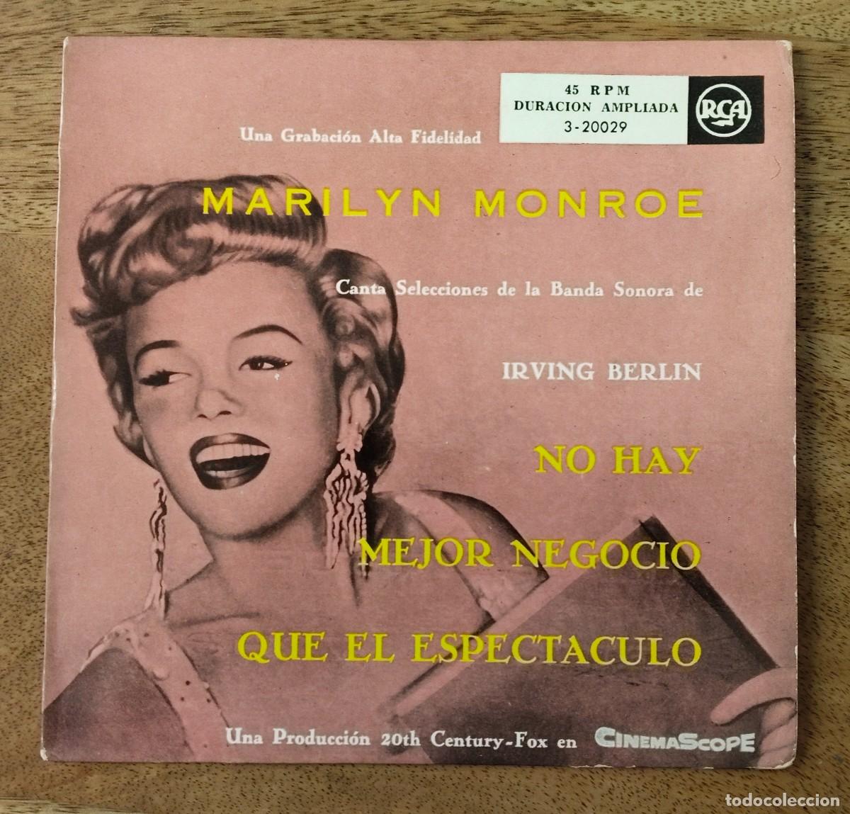 Discos de vinilo: MARILYN MONROE-BANDA SONORA IRVING BERLIN- TE SORPRENDERIA/ OLA DE CALOR/ PEREZOSO/CUANDO LOGRAS TU