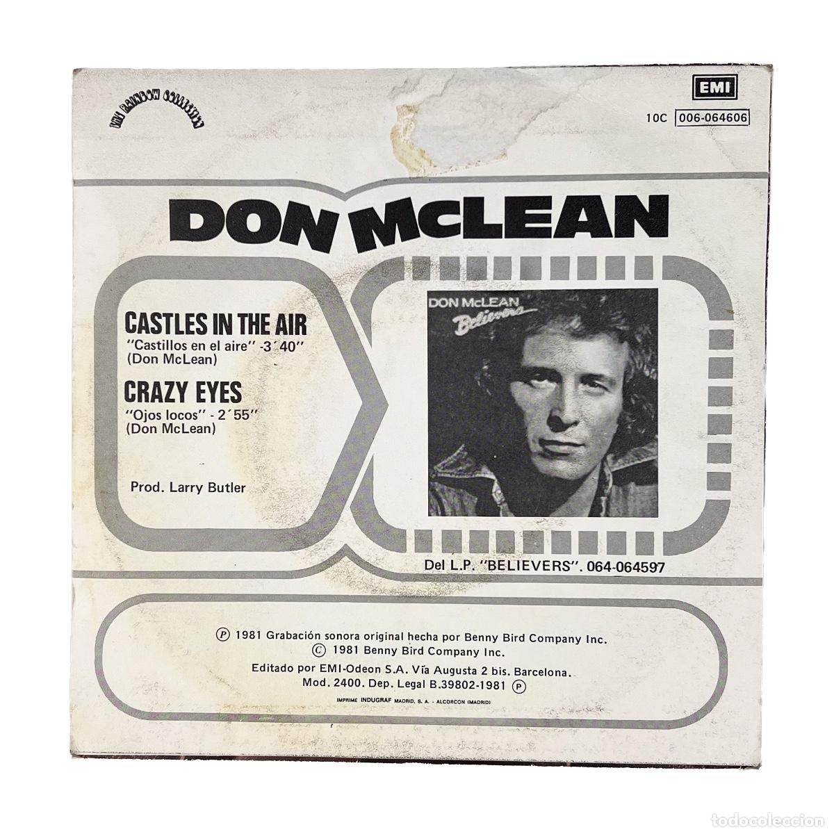 Discos de vinilo: SINGLE. Don McLean. Castillo en el aire (VG+/VG) - Foto 2