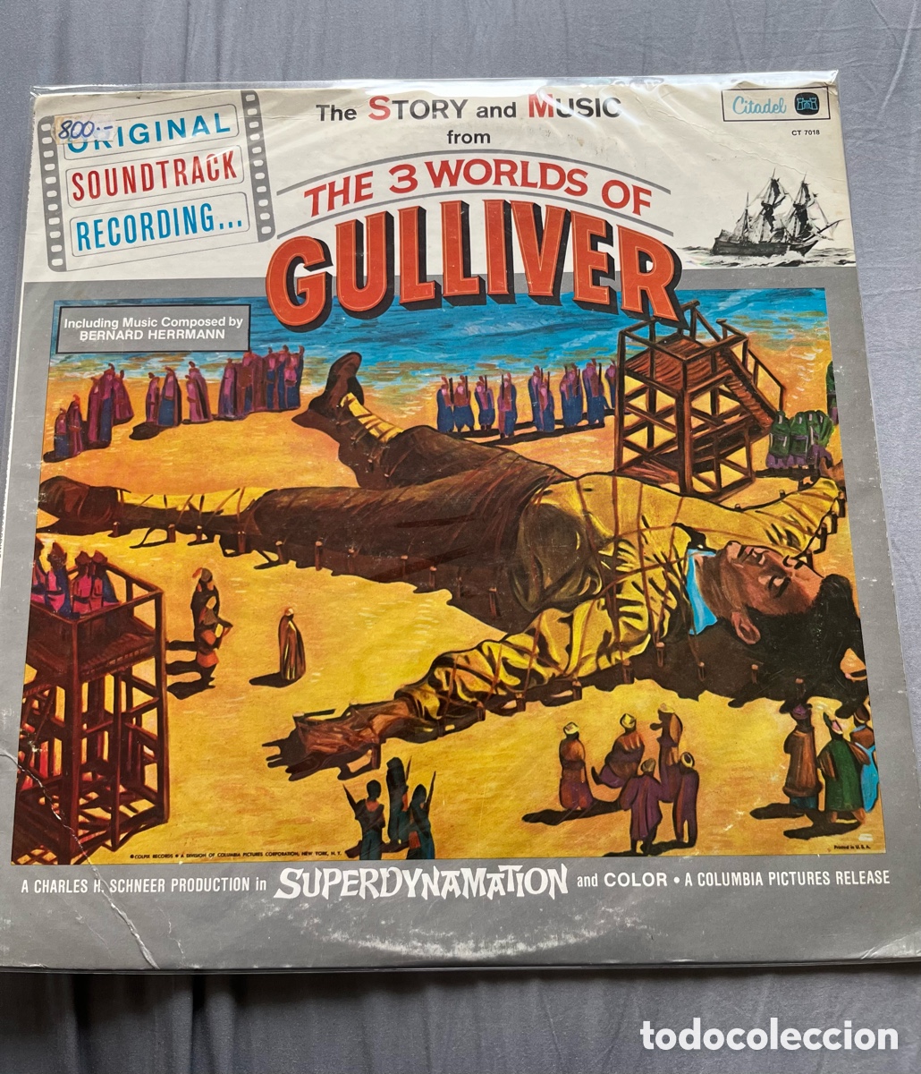 Discos de vinilo: The Story and Music from Three Worlds of Gulliver. Bernard Herrmann