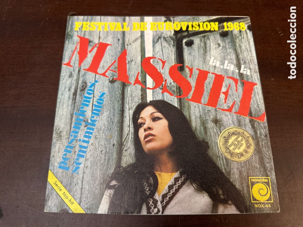 Discos de vinilo: MASSIEL - LA, LA, LA / PENSAMIENTOS, SENTIMIENTOS FESTIVAL DE EUROVISION 1968 SINGLE 45 RPM