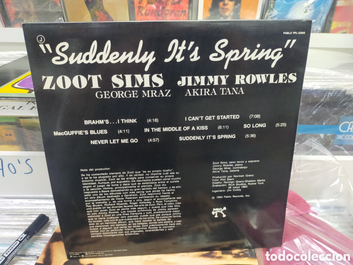 Discos de vinilo: Zoot sims LP suddenly its spring Espa&ntilde;a 1985 - Foto 2