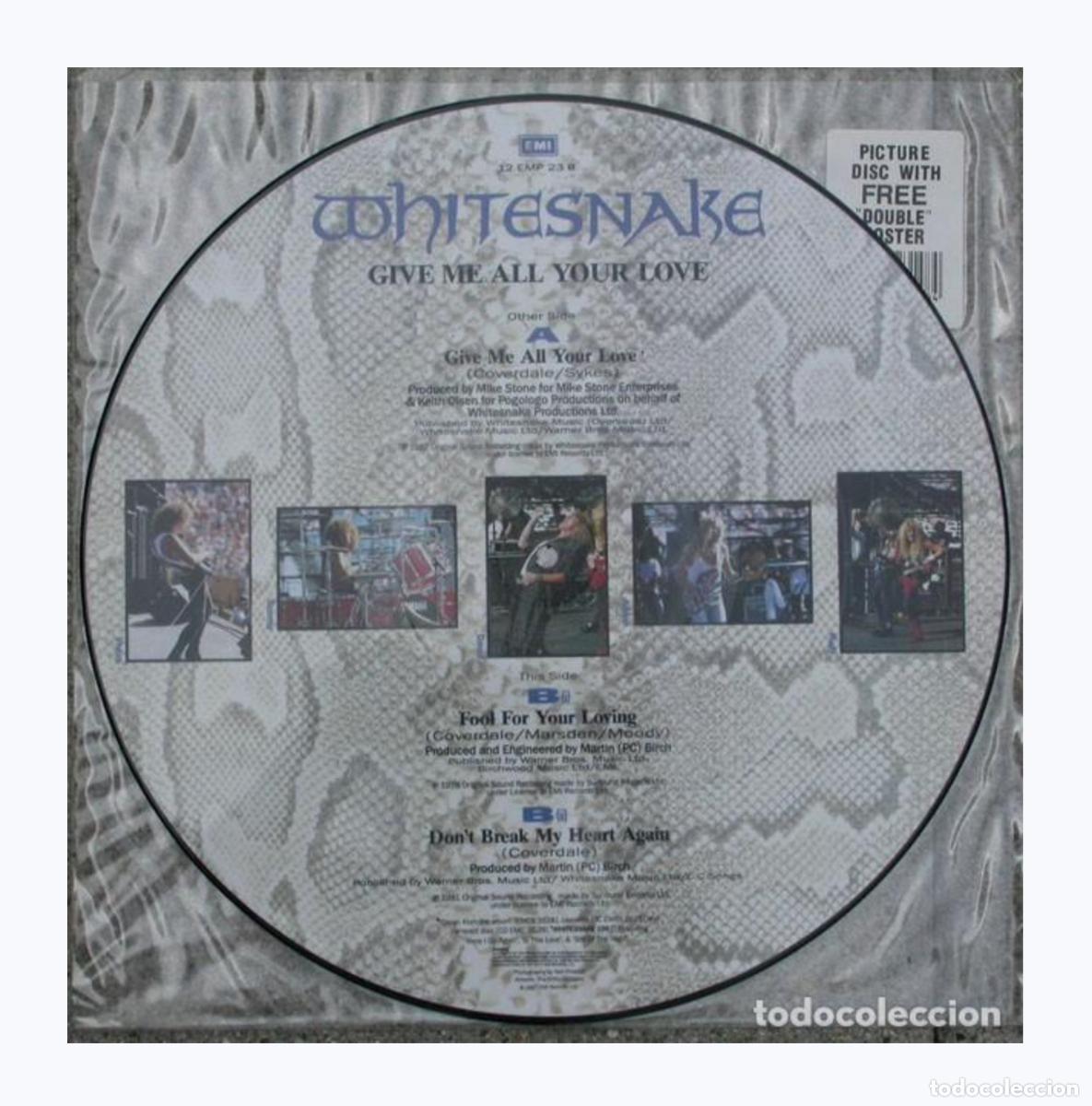 Discos de vinilo: whitesnake maix 45 rpm give me all your love ( uk 1987 emi) picturedisk EX NM