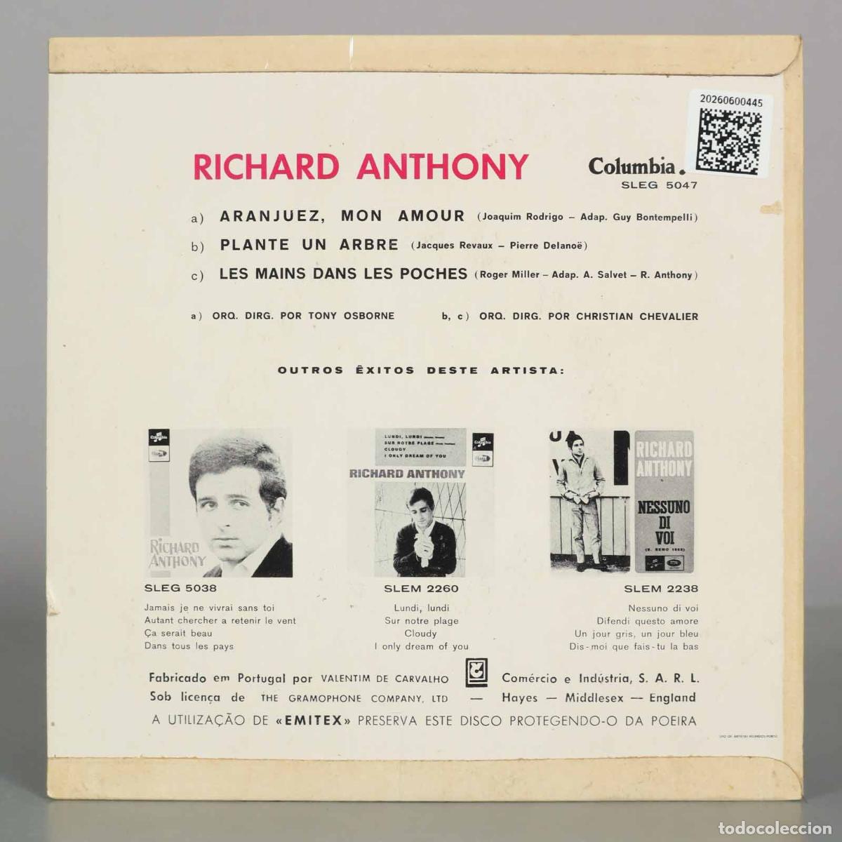 Discos de vinilo: EP. Aranjuez, Mon Amour - Richard Anthony - Foto 2