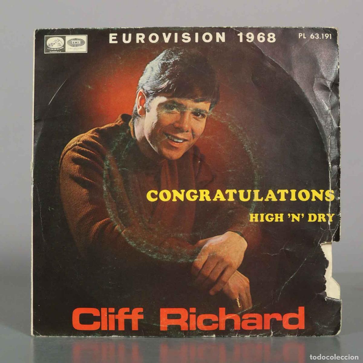 Discos de vinilo: SINGLE. Congratulations / High &acute;N&acute; Dry - Cliff Richard - Foto 1