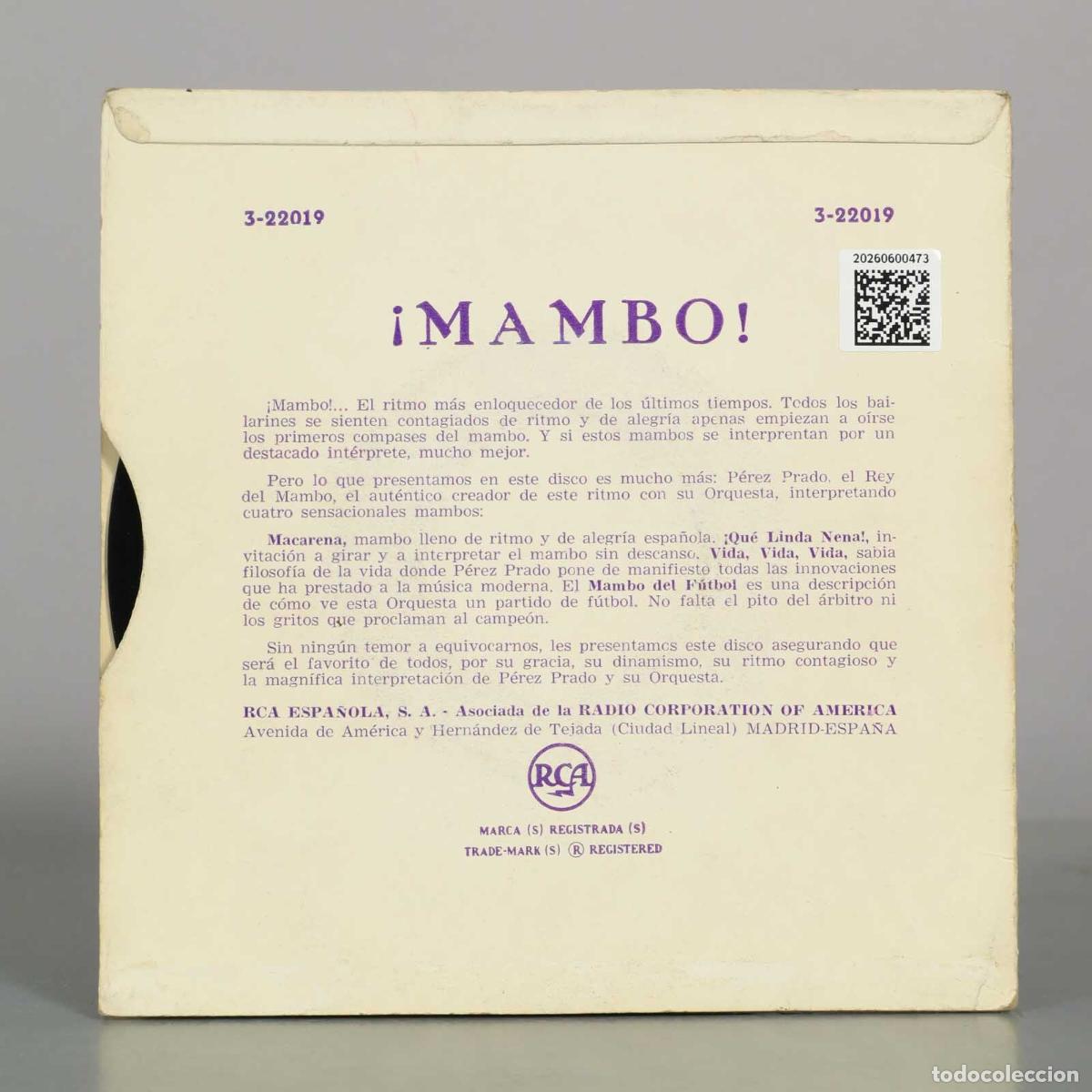 Discos de vinilo: SINGLE. &iexcl;Mambo! - Perez Prado Rey del Mambo - Foto 2