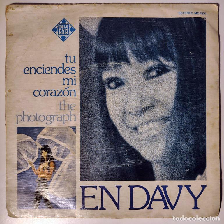 Discos de vinilo: En Davy. Tu enciendes mi coraz&oacute;n/ The photograh. Telefunken, Spain 1975 single