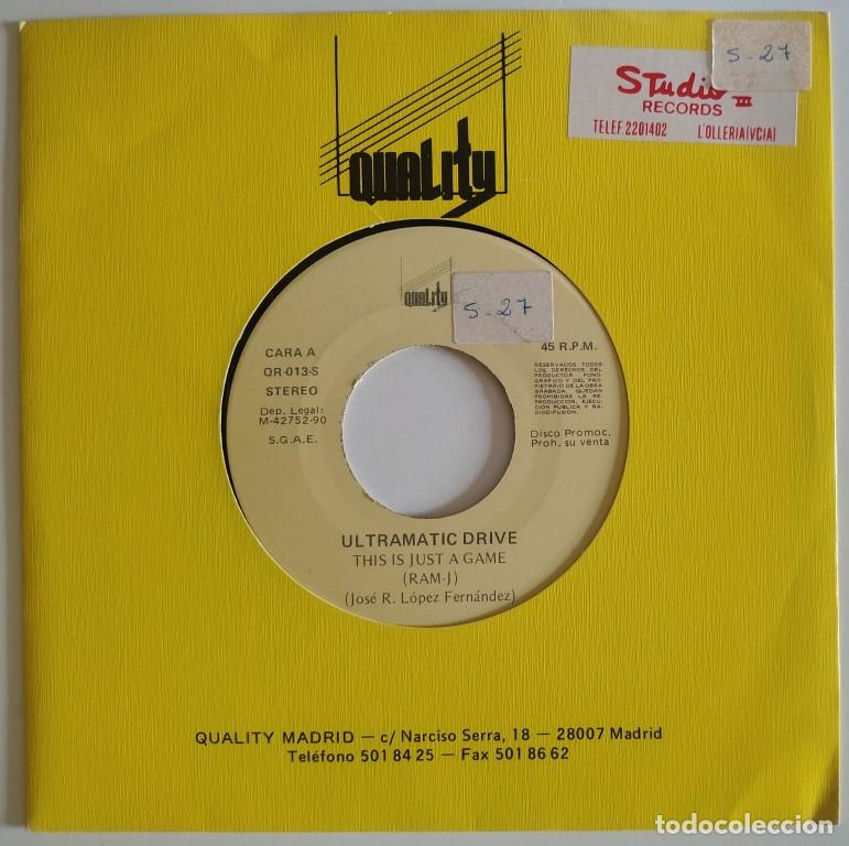 Discos de vinilo: Ultramatic Drive. This is just a game. Quality, Spain 1990 single promocional s/sided