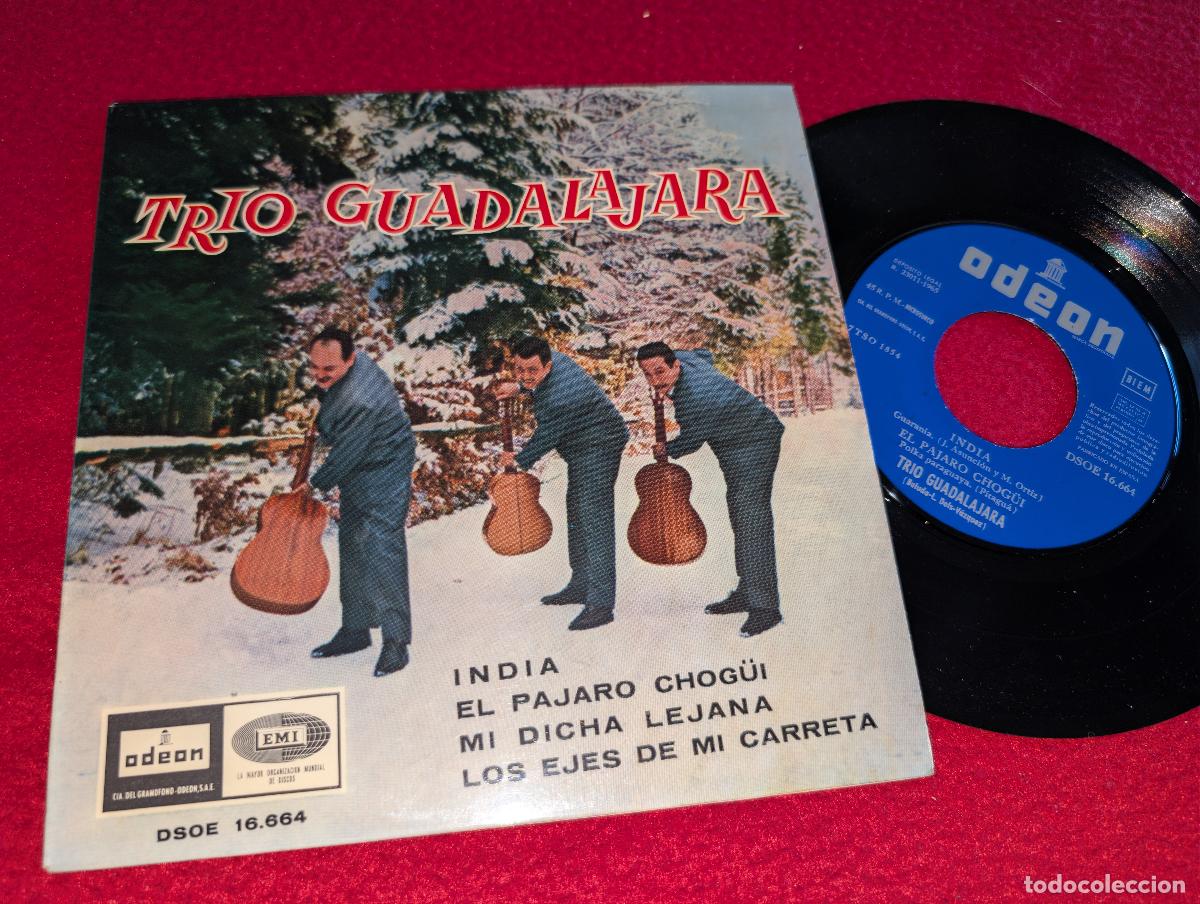 Discos de vinilo: TRIO GUADALAJARA India/El pajaro Chog&uuml;i/Los ejes de carreta +1 EP 7'' 1965 EMI Odeon ESPA&Ntilde;A SPAIN