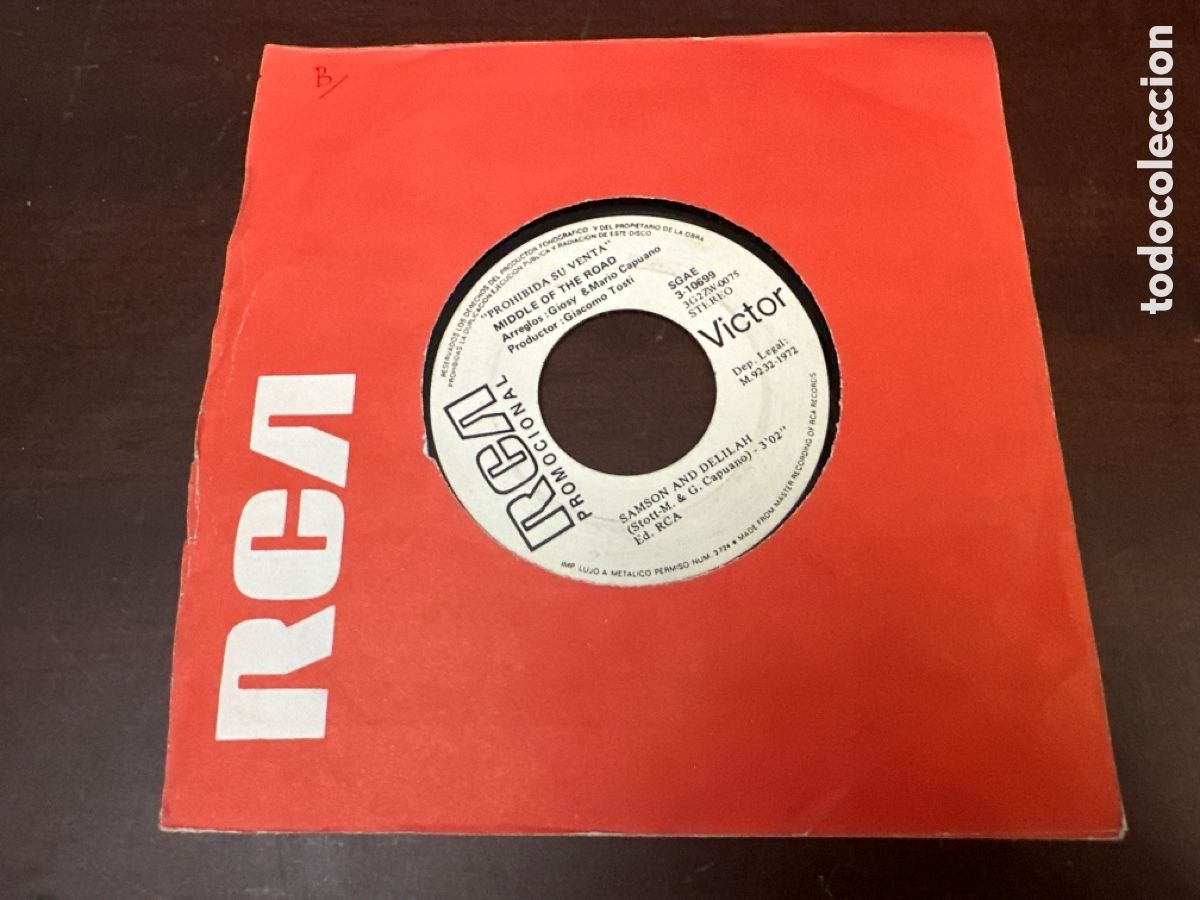 Discos de vinilo: middle of the road - sanson y dalila / sacramento - single promo espa&ntilde;ol de 1972