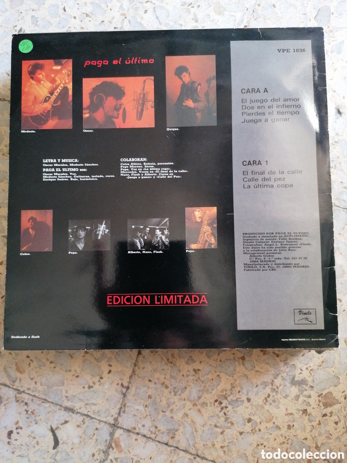 Discos de vinilo: LP PAGA EL ULTIMO AL FINAL DE LA CALLE 1987 INSERT - Foto 2
