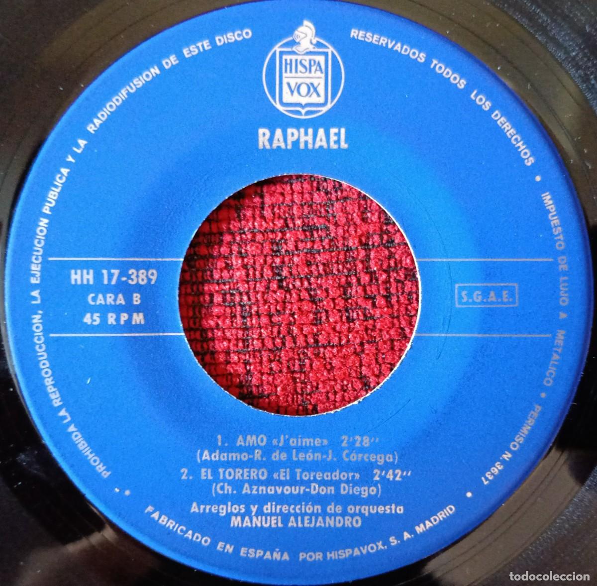 Discos de vinilo: RAPHAEL ** La Cancion Del Trabajo ** SINGLE VINILO EP 1966 - Foto 4