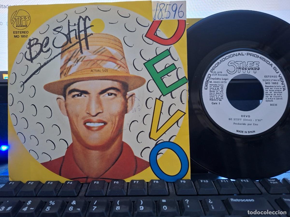 Discos de vinilo: DEVO - BE STIFF - SINGLE DE VINILO EDICION ESPA&Ntilde;OLA PROMOCIONAL STIFF - C-49