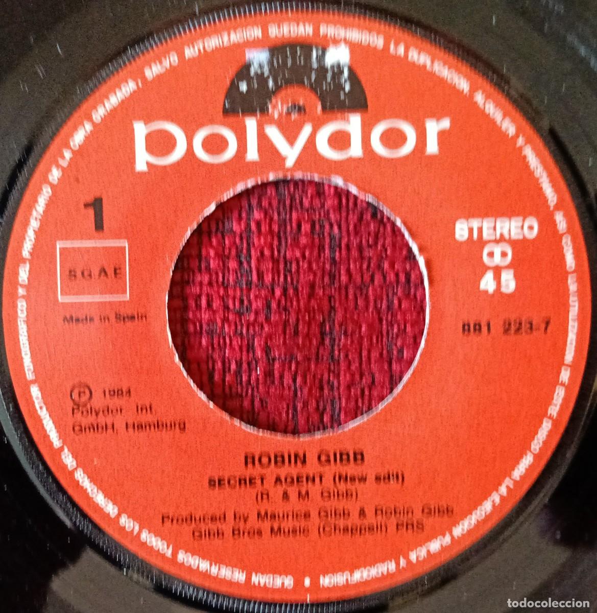 Discos de vinilo: ROBIN GIBB ** Secret Agent ** SINGLE VINILO 1984 - Foto 3