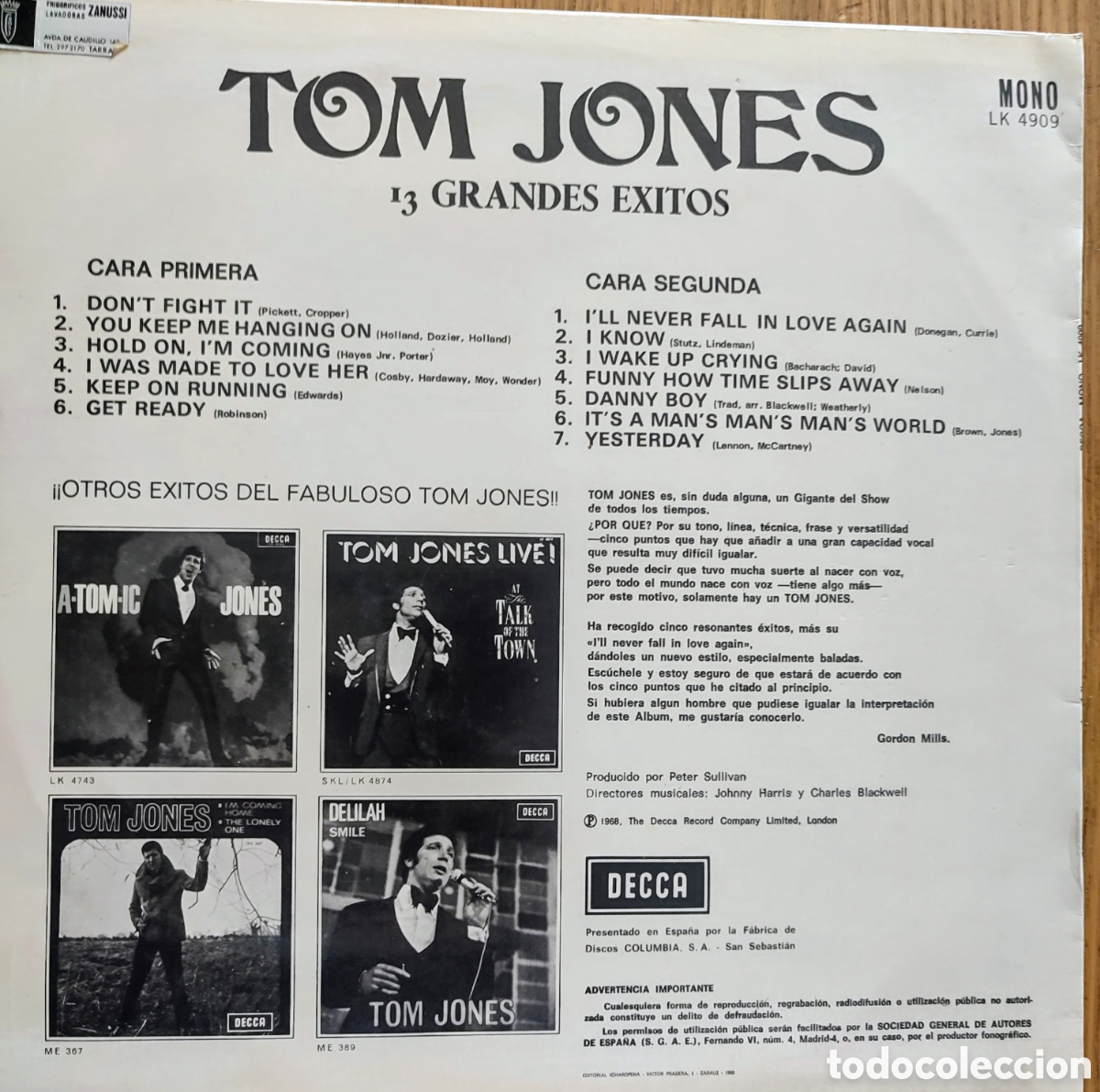 Discos de vinilo: LP CANTANTE INTERNACIONAL - Foto 2
