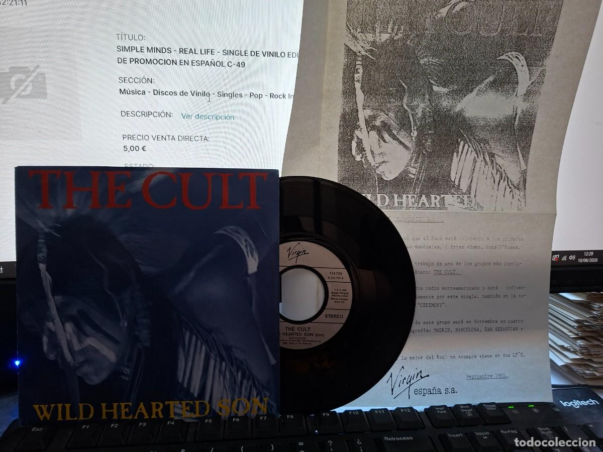 Discos de vinil: THE CULT WILD HEARTE SON SINGLE DE VINILO EDICION ALEMANA INCLUYE HOJA DE PROMOCION EN ESPA&Ntilde;OL C-49