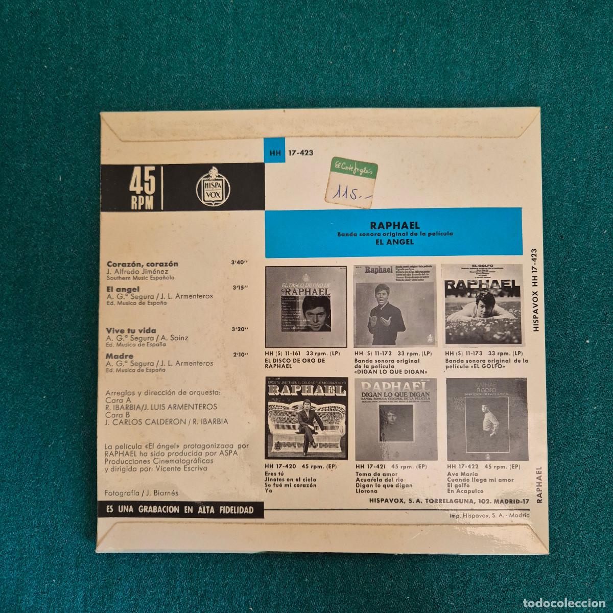 Discos de vinilo: Raphael &ndash; El &Aacute;ngel (Banda Sonora De La Pelicula) - Foto 2