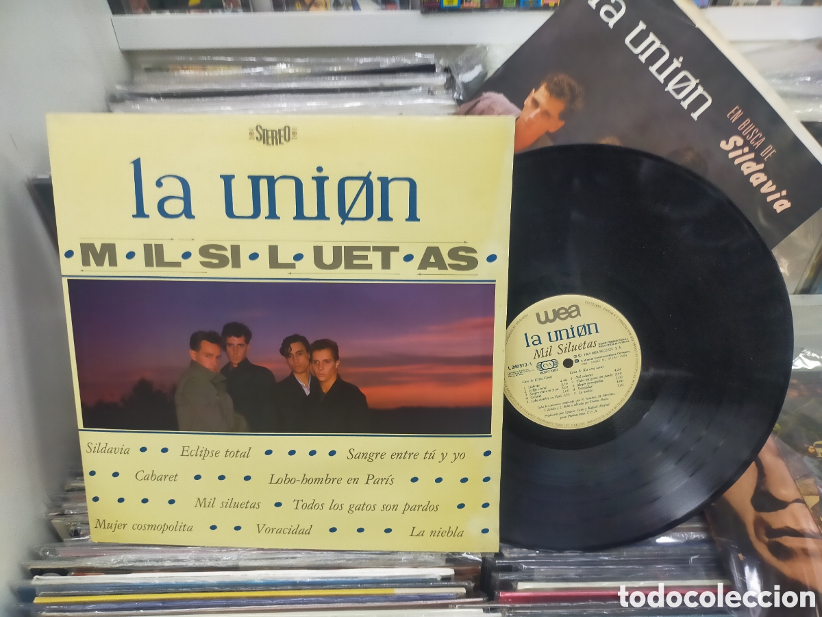 Discos de vinilo: La uni&oacute;n LP promocional mil siluetas carpeta doble con hojas promo 1984