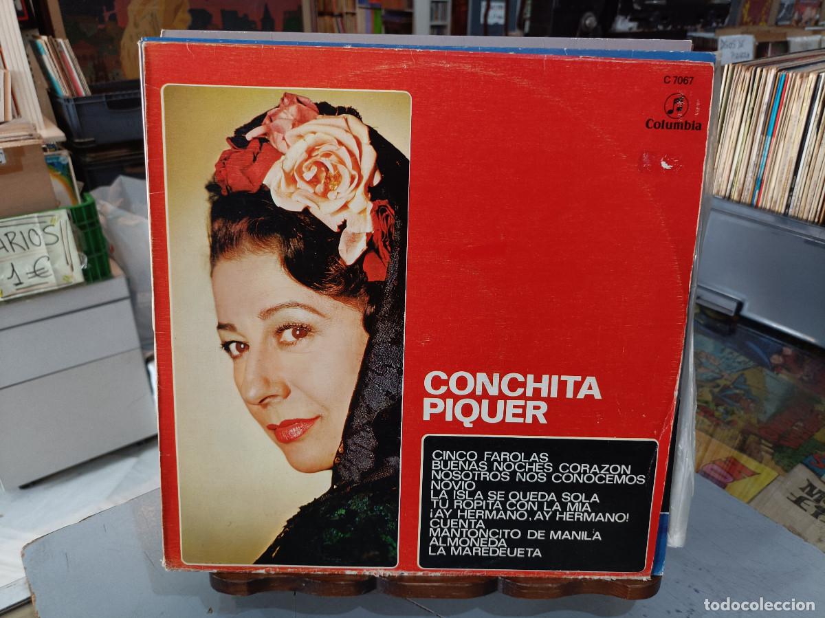 Discos de vinilo: Conchita Piquer - Cinco Farolas, Buenas noches coraz&oacute;n, Cuenta, ... - LP. sello Columbia 1970