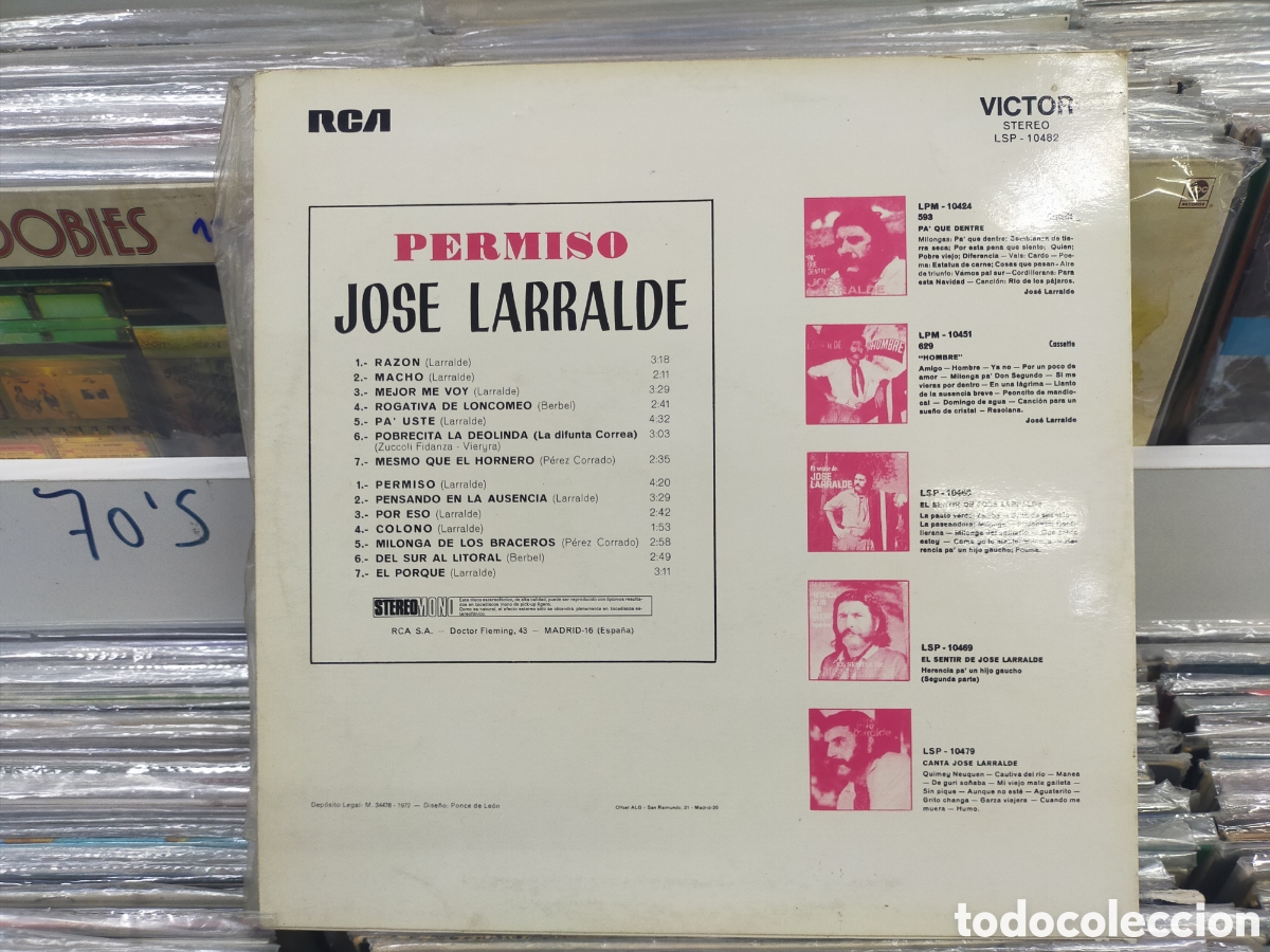 Discos de vinilo: Jos&eacute; larralde LP permiso Espa&ntilde;a 1972 - Foto 2