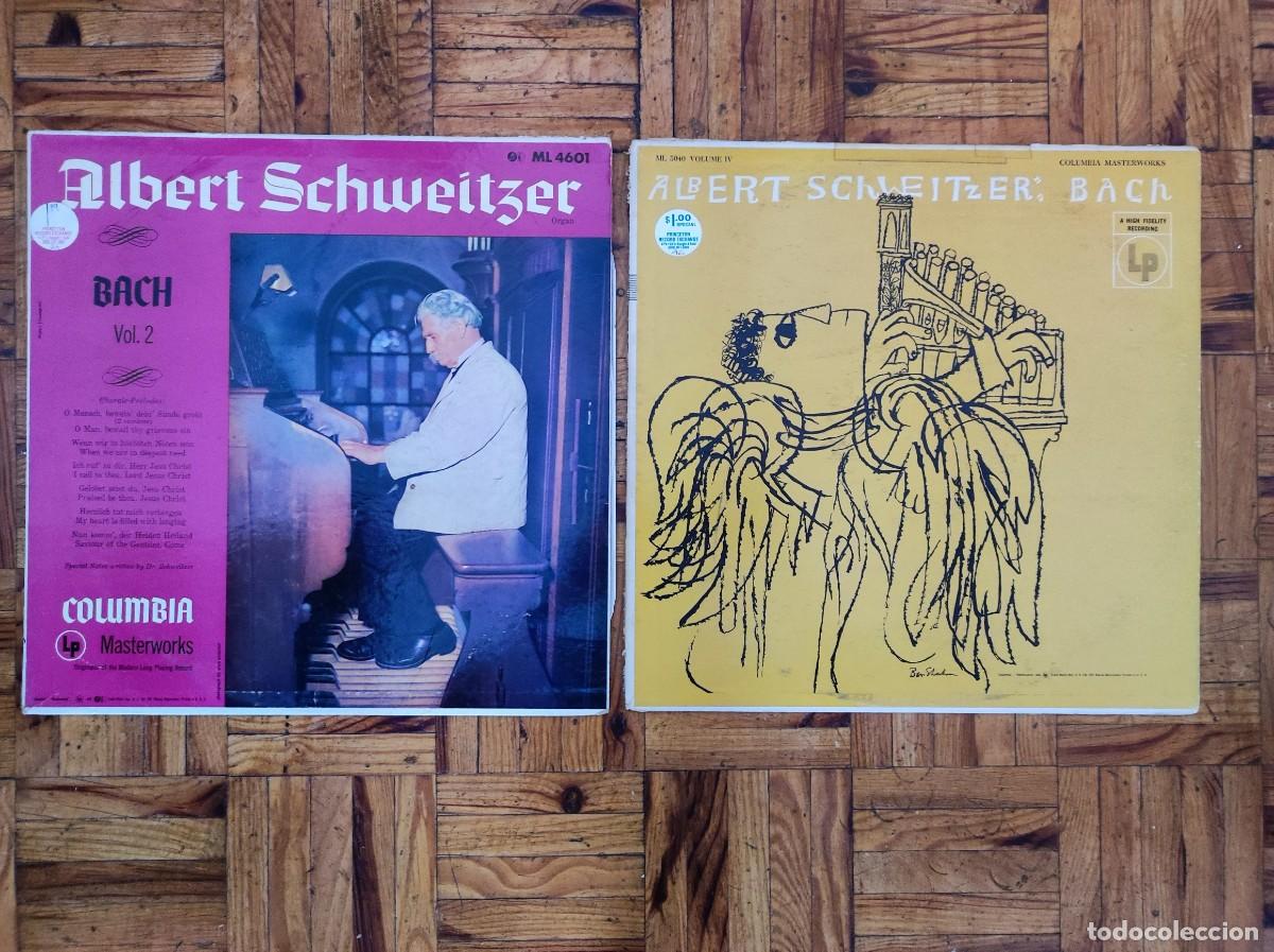 Discos de vinilo: Lote 2 Vinilos LP - Albert Schweitzer &rdquo;Bach&rdquo; (Edici&oacute;n EE.UU., Columbia Masterworks) - &Oacute;rgano