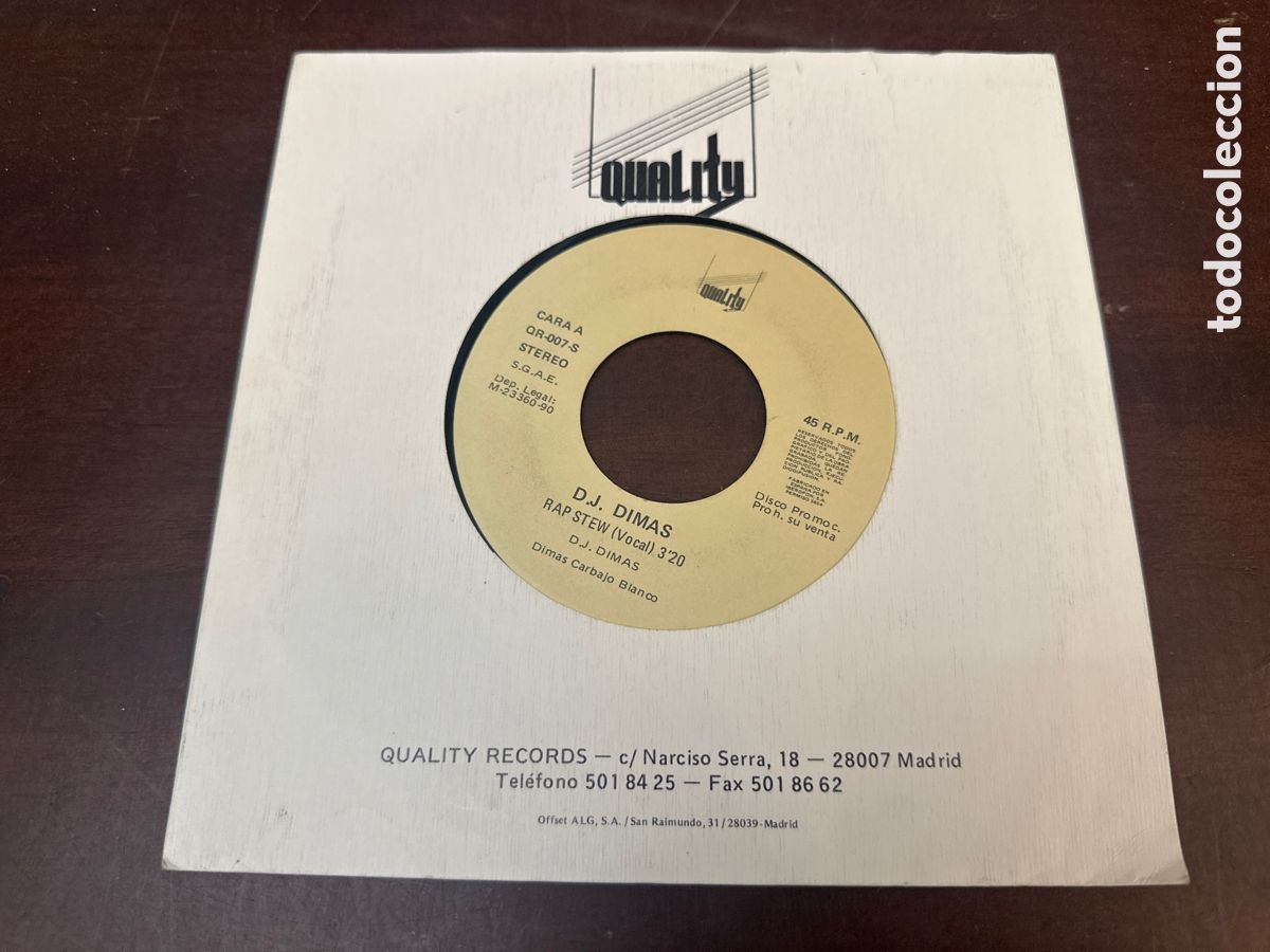Discos de vinilo: D.J. DIMAS / RAP STEW / SINGLE 7 INCH - Foto 4