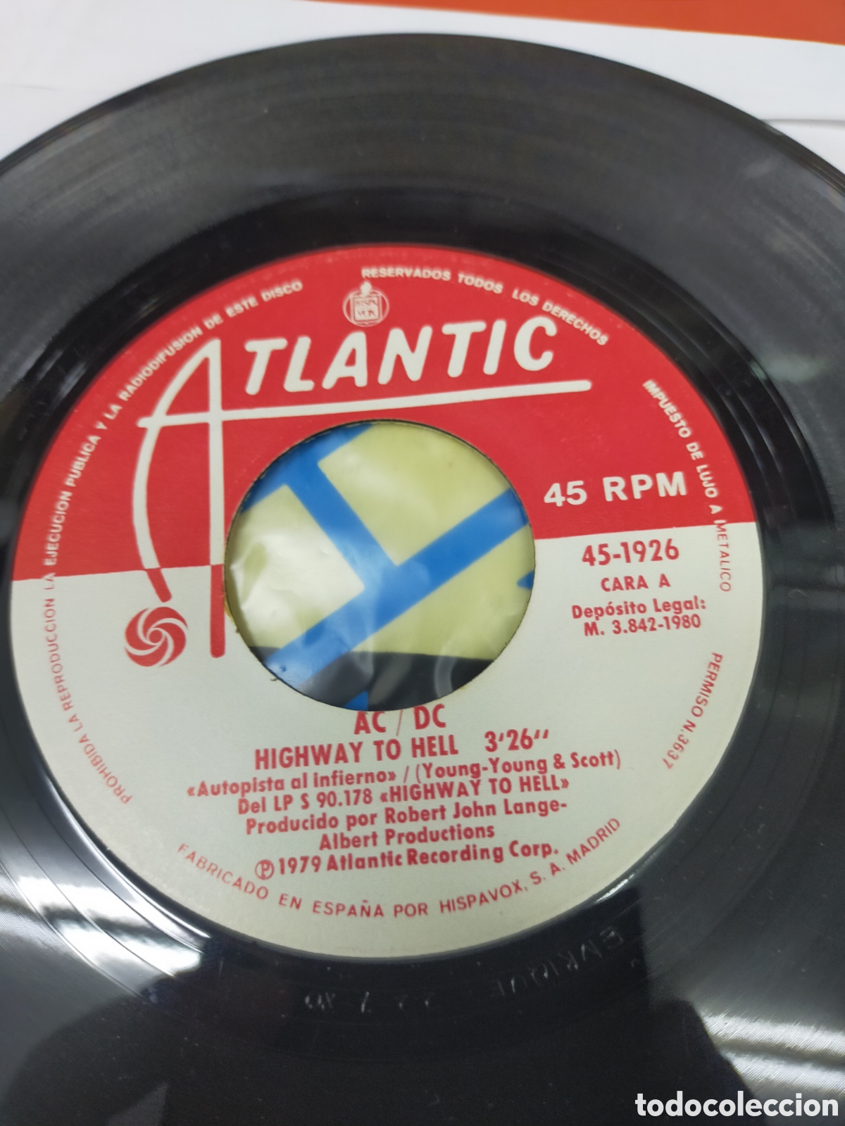 Discos de vinilo: Ac DC solo el vinilo del single Highway to hell Espa&ntilde;a 1980