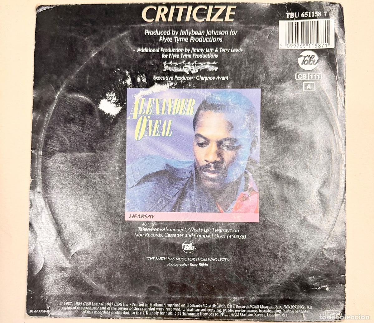 Discos de vinilo: Alexander O&acute;neal - Criticize - Foto 2