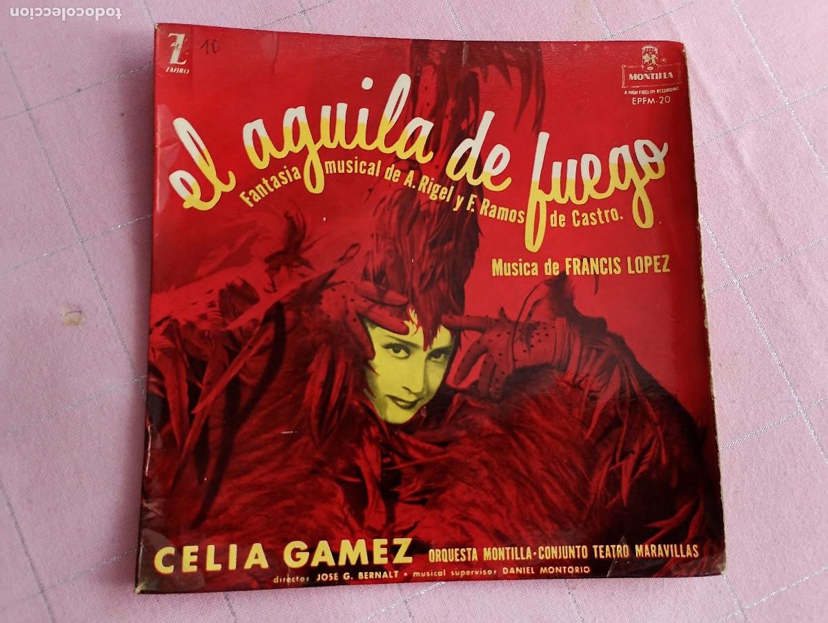 Discos de vinilo: Celia Gamez Ep sello Montilla editado en Espa&ntilde;a a&ntilde;o 1958...de la revista El aguila de fuego.
