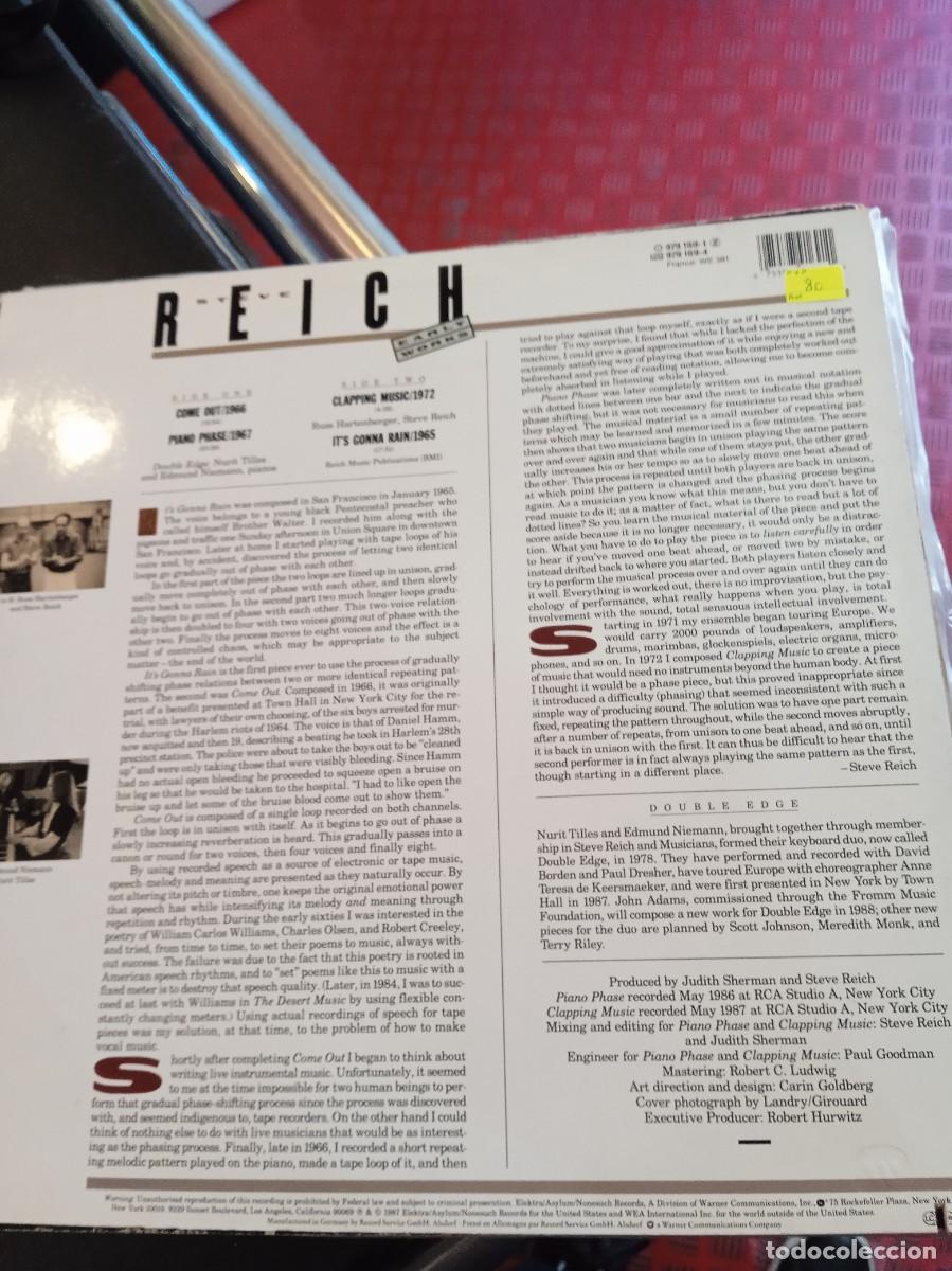 Discos de vinilo: STEVE REICH- EARLY WORKS. LP - Foto 2