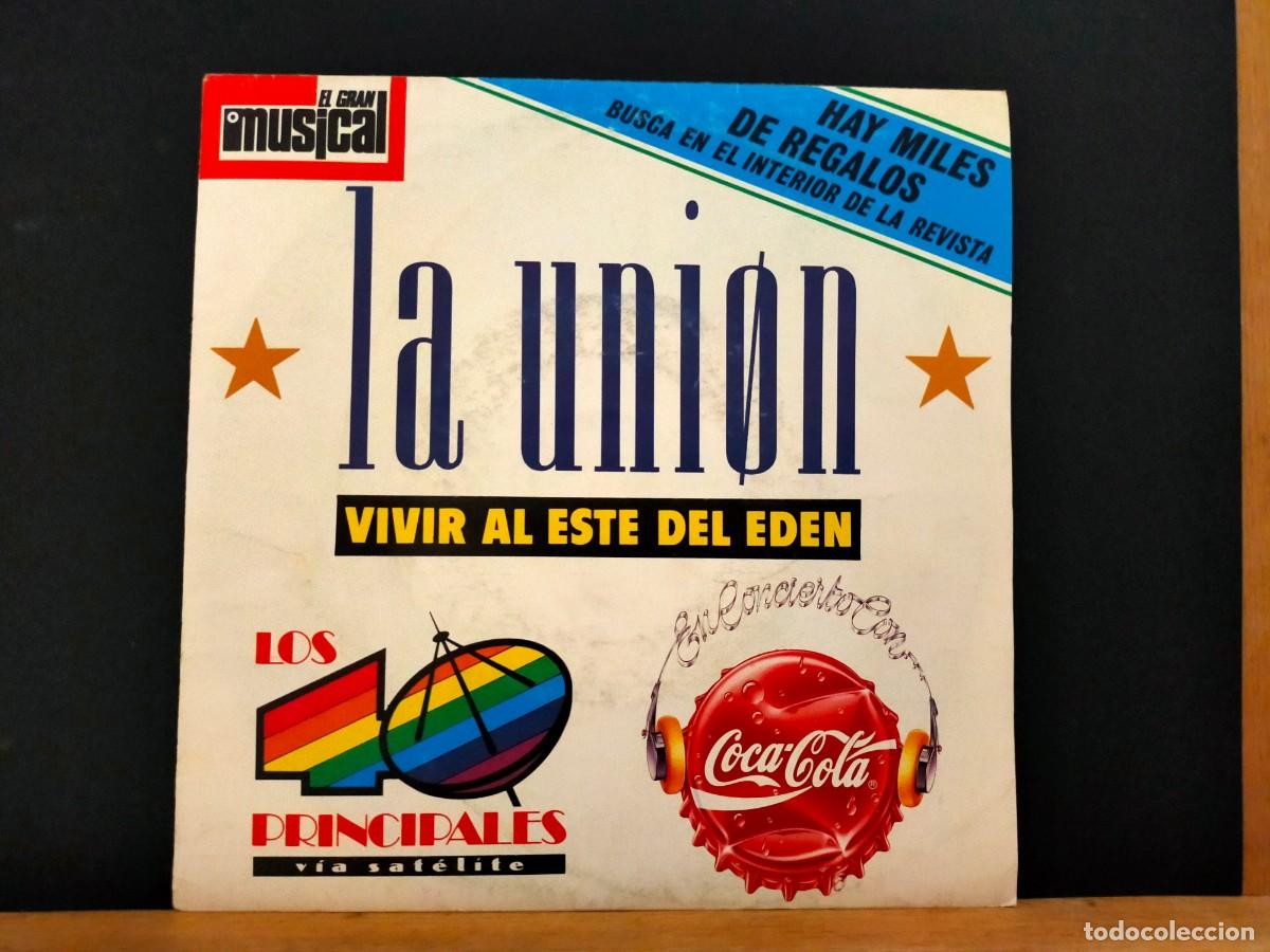 Discos de vinilo: LA UNI&Oacute;N (VIVIR AL ESTE DEL ED&Eacute;N) Y LA DAMA SE ESCONDE (CAPTURADO). WEA. 2 TEMAS. 1989