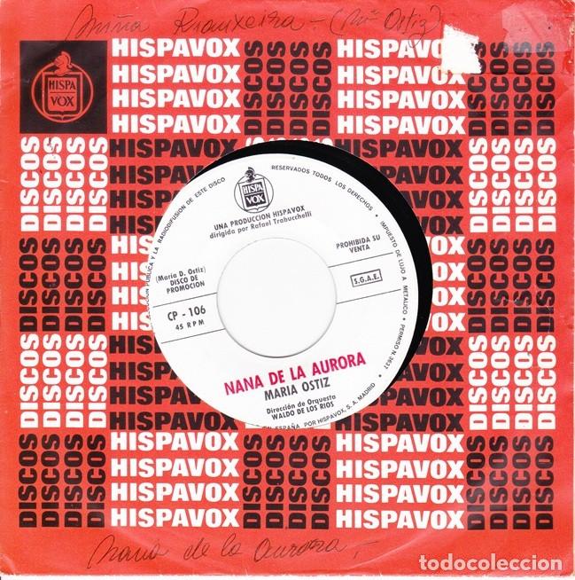Discos de vinilo: Mar&iacute;a Ostiz &ndash; Nana de la aurora; Mi&ntilde;a rianxeira &ndash; HISPAVOX CP-106 (PROMO) &ndash; 1971