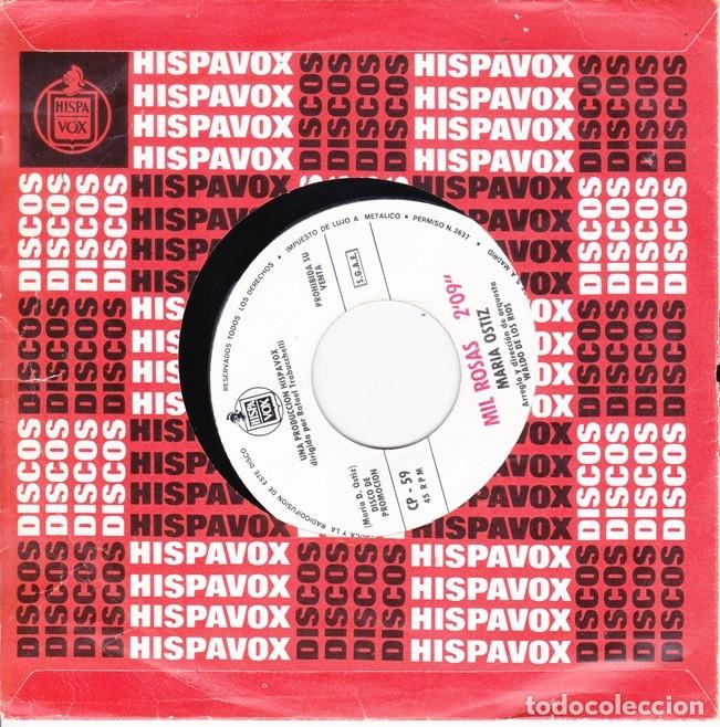 Discos de vinilo: Mar&iacute;a Ostiz &ndash; N&rsquo;a veiri&ntilde;a do mar; Mil rosas &ndash; HISPAVOX CP-59 (PROMO) &ndash; 1970