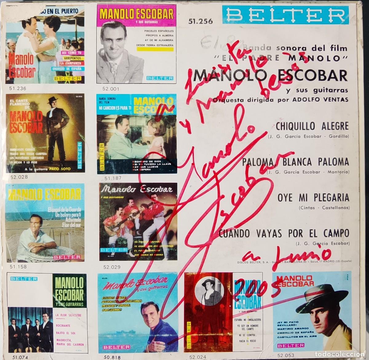 Discos de vinilo: Manolo Escobar. El padre Manolo. Vinilo EP FIRMADO y DEDICADO.